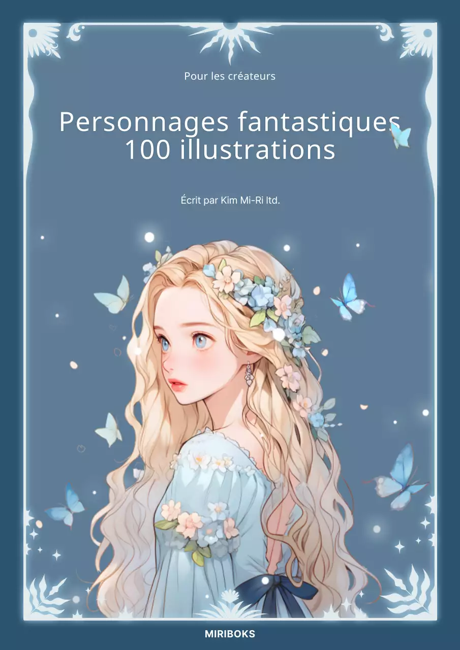 Couverture du livre avec des illustrations de personnages fantastiques en bleu marine