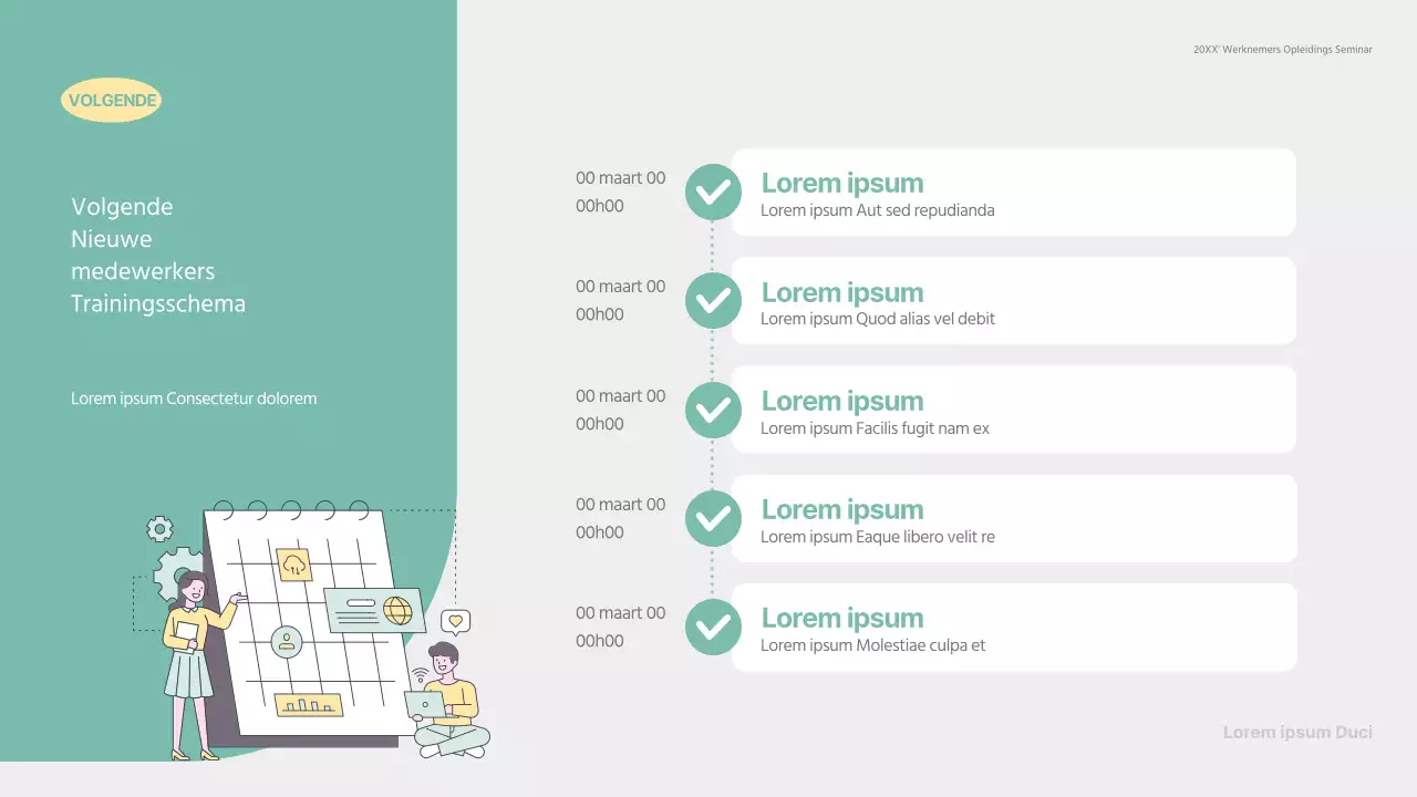 Groene en eenvoudige trainingsmaterialen voor onboarding-seminars voor nieuwe werknemers