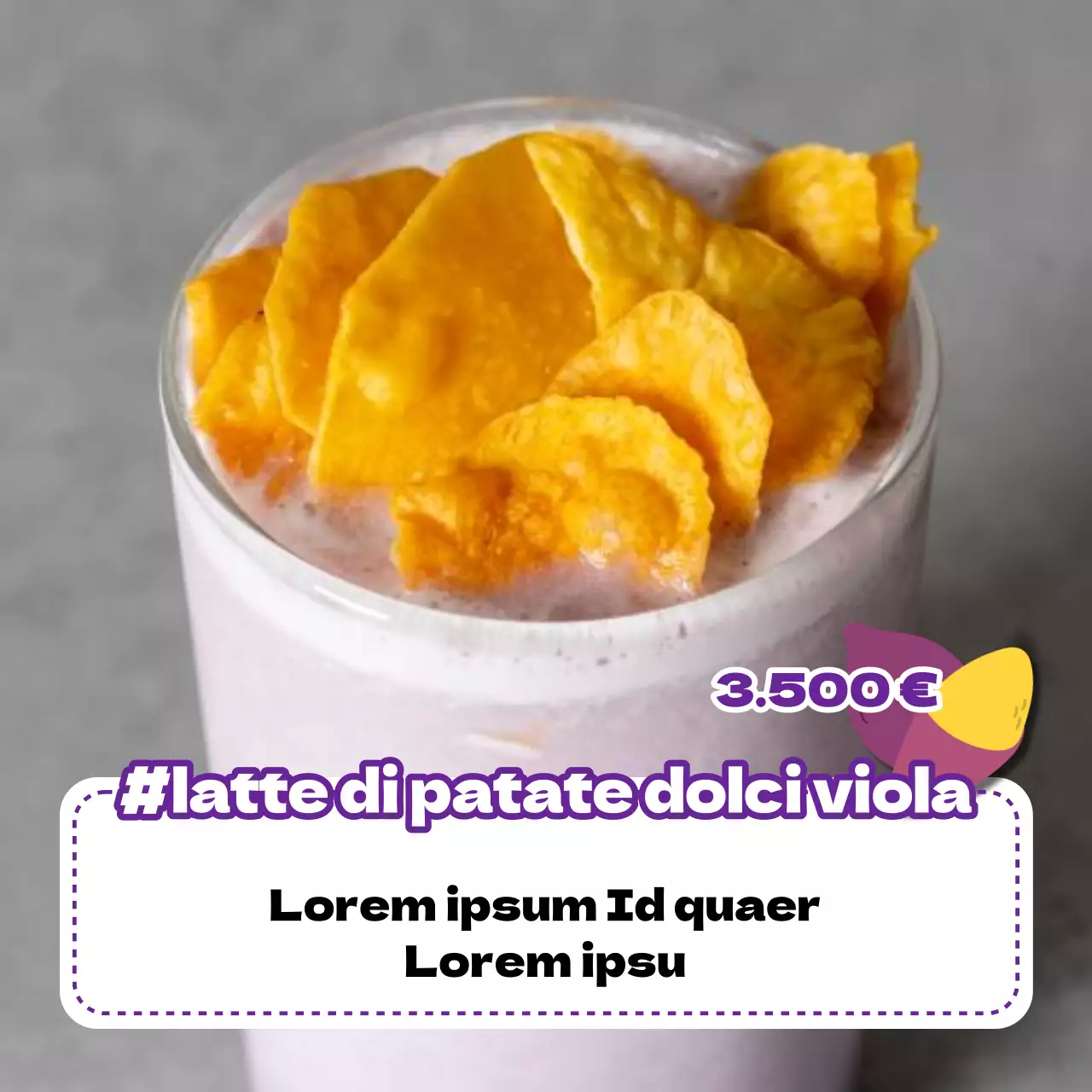 Proposta di layout di marketing virale di tendenza in viola e avorio