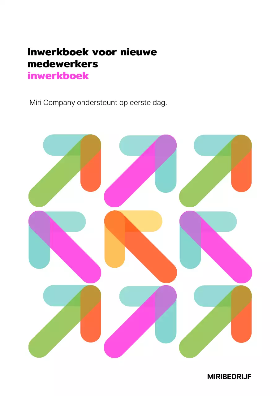 Fluorescerende, eenvoudige onboarding boekomslag voor nieuwe medewerkers