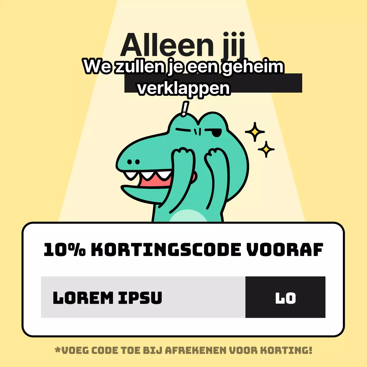 Aankondigingen van Argo, een kitscherig personage met een mintkleurige achtergrond