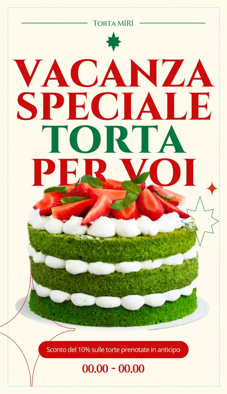 Menù di una caffetteria per dolci in rosso e verde per un'atmosfera festosa, con layout di caratteri inglesi ed elementi grafici in grassetto.