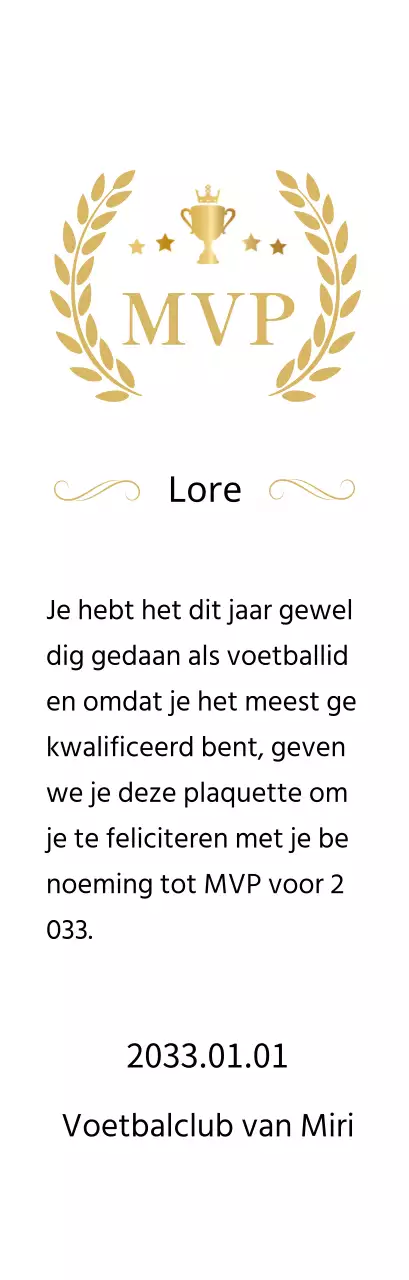 Luxe kampioenschapsborden met gouden lauweren en trofeeën