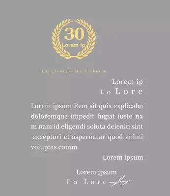 Firmenjubiläumsplakette mit Lorbeersymbol Konzept