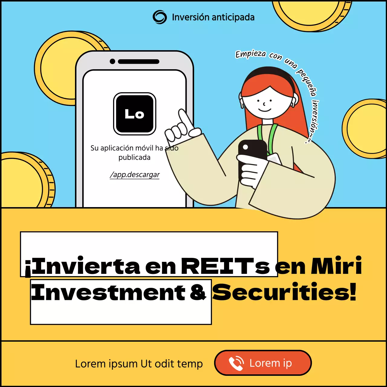 Una sencilla guía amarilla y azul claro para invertir en REIT inmobiliarios