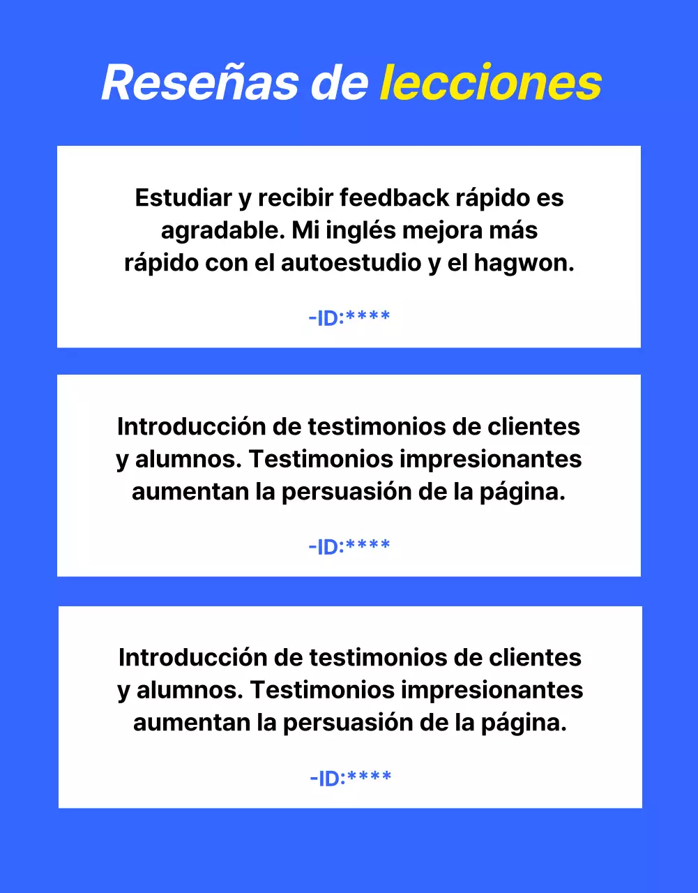 Promociona una oferta kitsch de clases de inglés en azul y amarillo