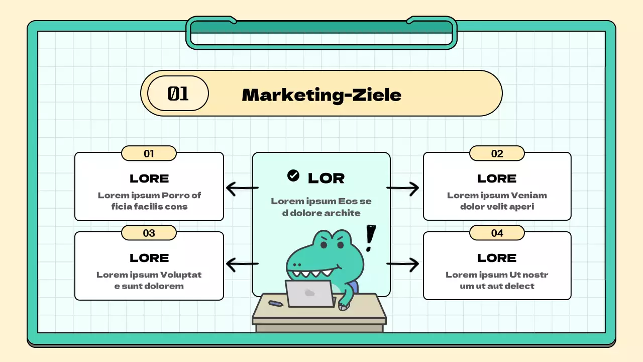 Ein einfacher Bericht über die Sitzung der Marketingstudie für mintfarbene und gelbe Unterstützer