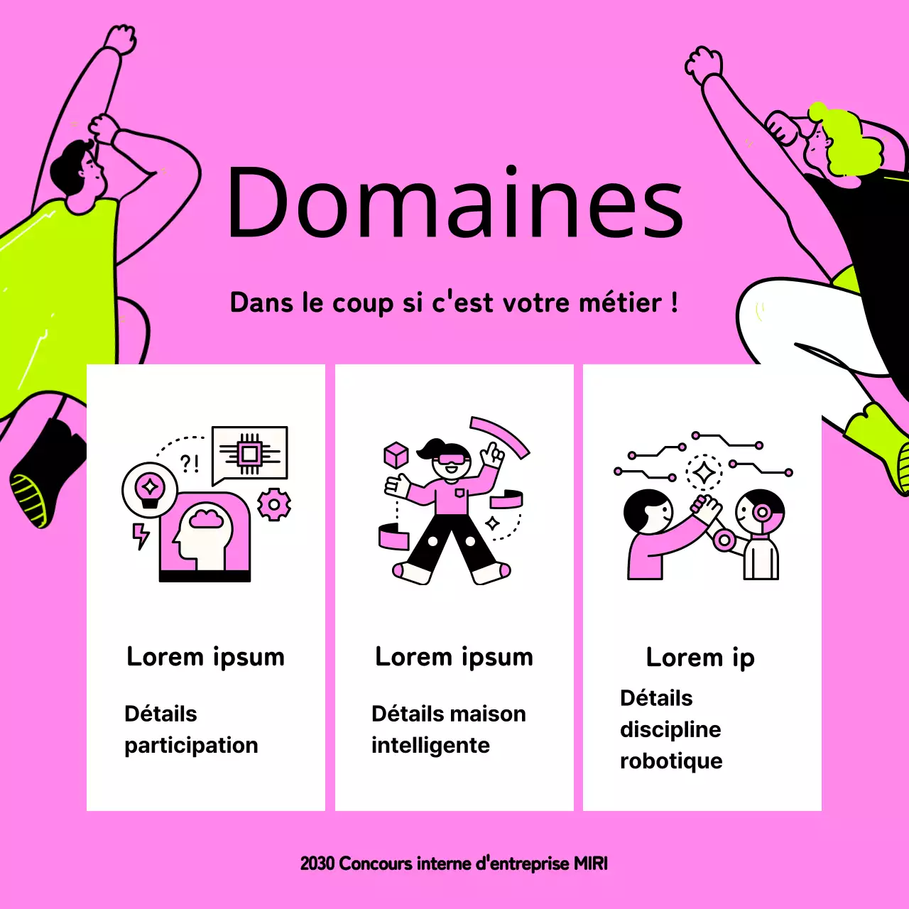 Promouvoir un concours de création d'entreprise en interne avec un look pop art rose et néon