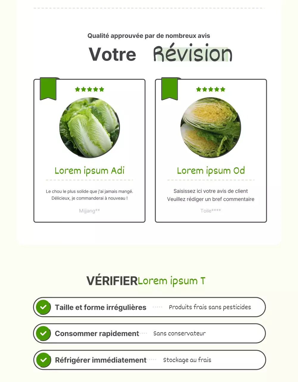 Promouvoir la vente de choux verts de base et de choux chartreuse