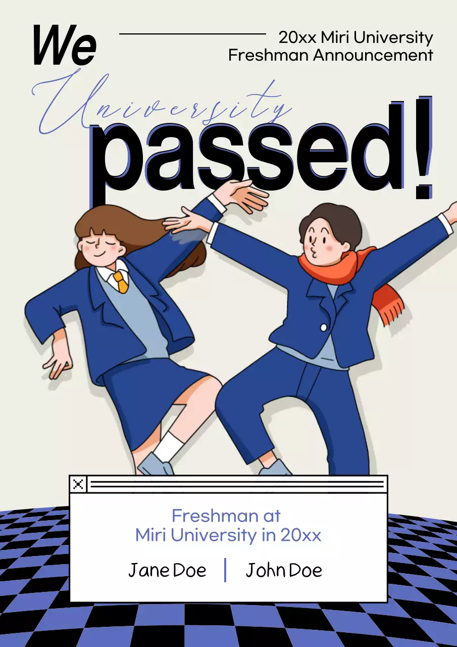 블루 레트로 대학 발표 포스터