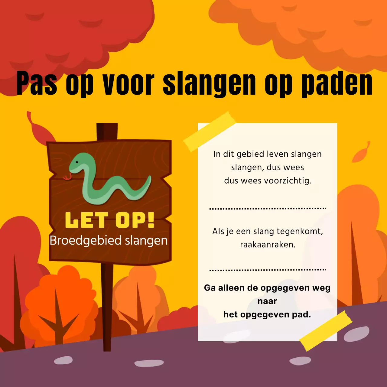 Een gids voor de natuurlijke veiligheid van wilde dieren in oranje en geel