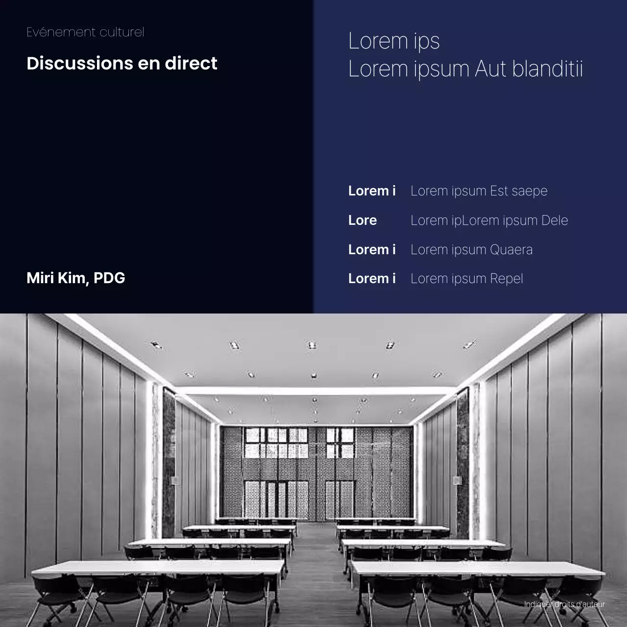 Un poste d'entretien d'entreprise simple, bleu marine