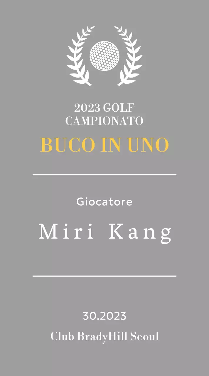 Targa per il vincitore del golf hole-in-one con illustrazione di pallina da golf e corona d'alloro