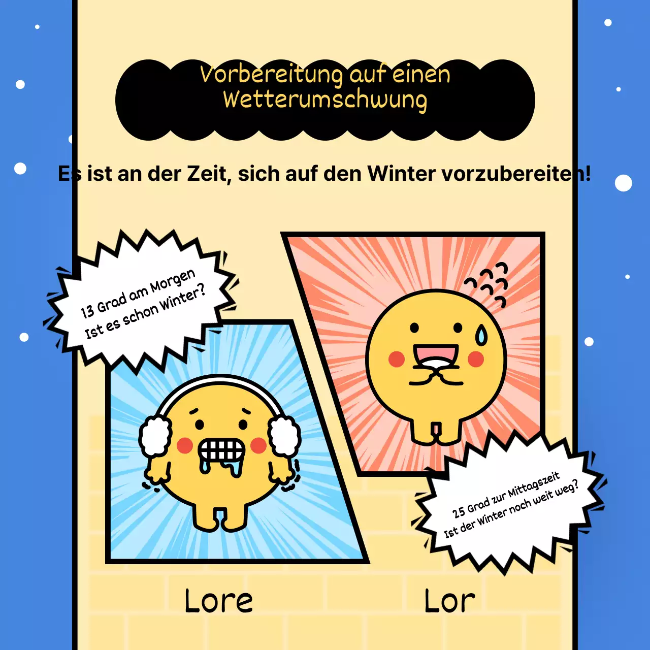 Ein trendiger Überwinterungsratgeber mit blauem Hintergrund