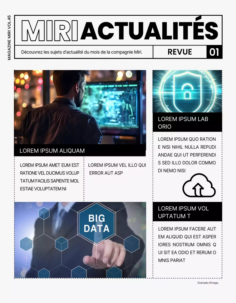 Magazine interne d'entreprise moderne en gris et noir