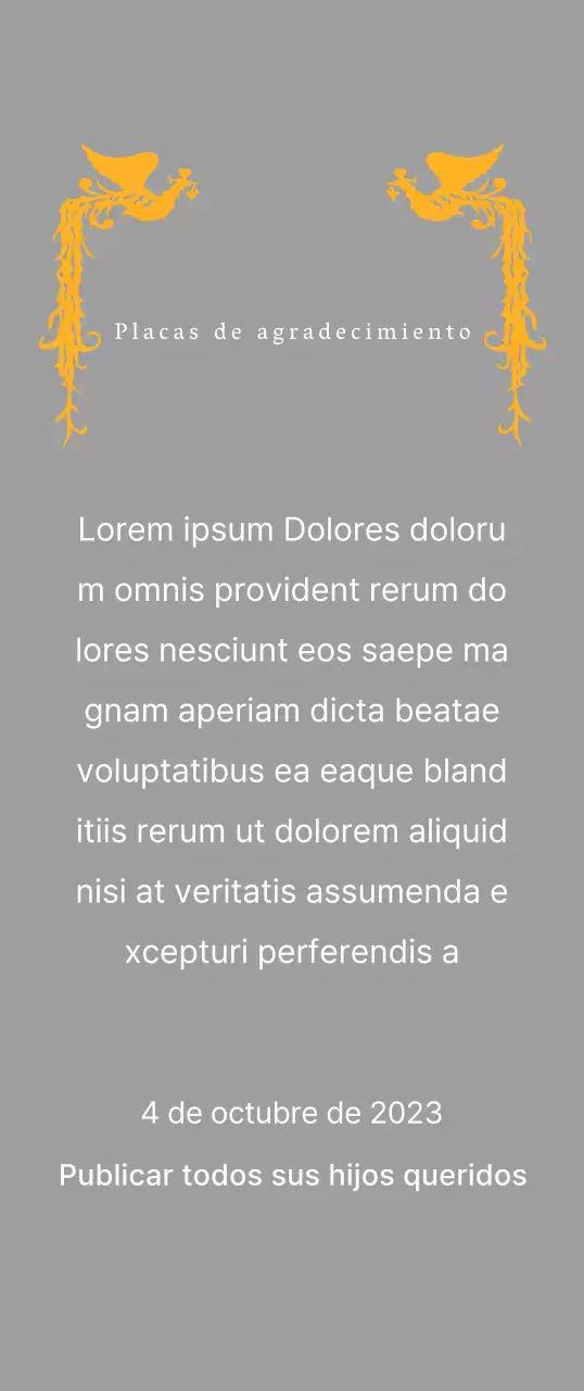 Placa de agradecimiento con motivo del Día de la Madre e ilustración de un ave fénix