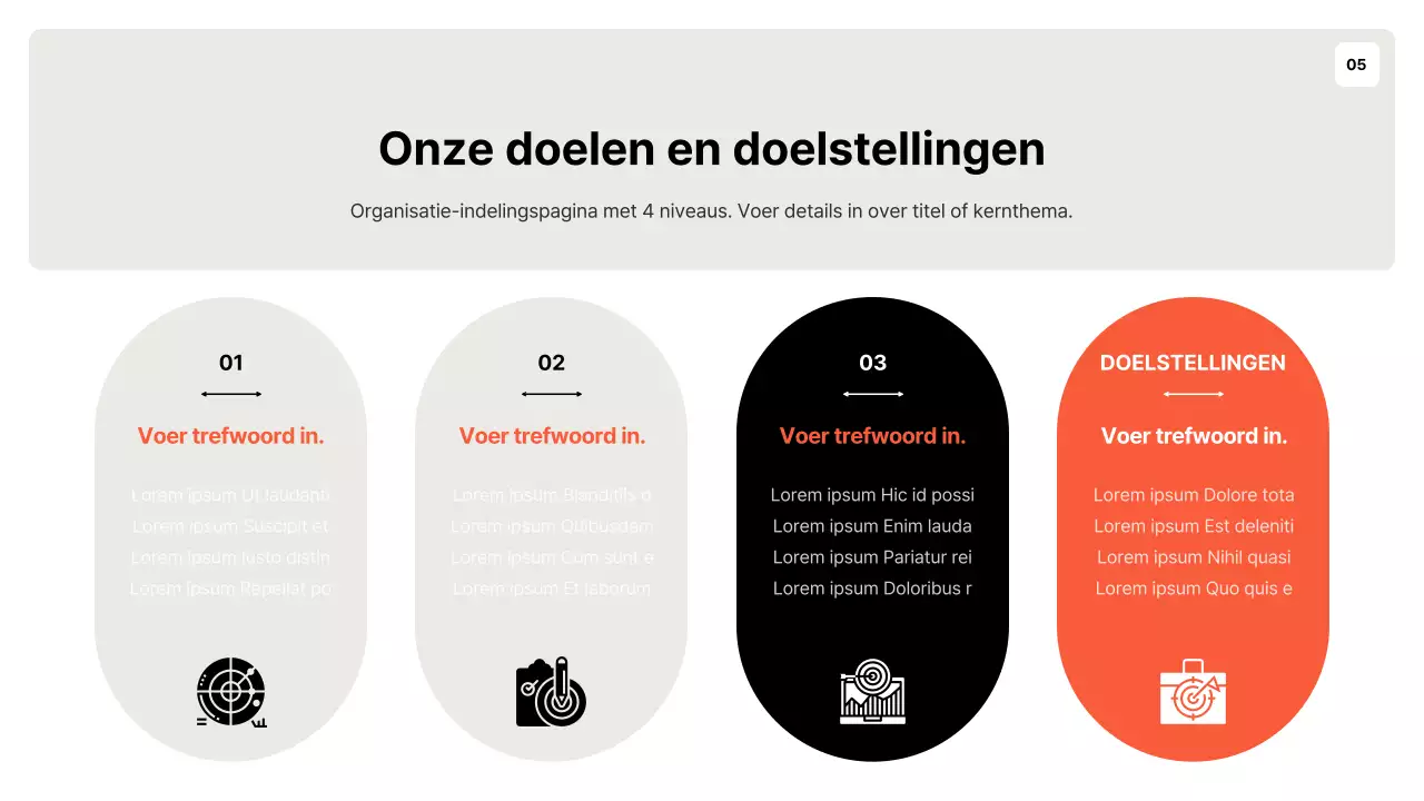 Een eenvoudige oranje en grijze doelenplanner