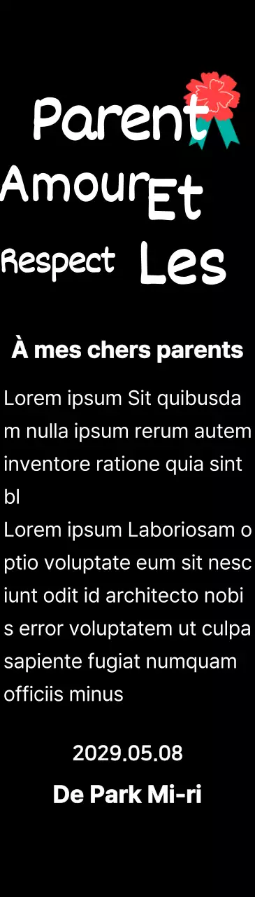 Calligraphie de la fête des mères avec illustration d'un œillet rouge