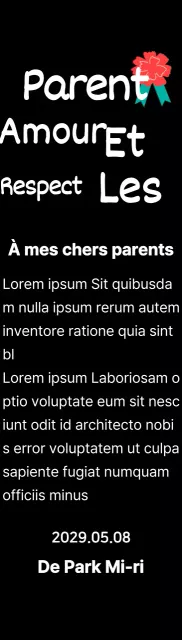 Calligraphie de la fête des mères avec illustration d'un œillet rouge