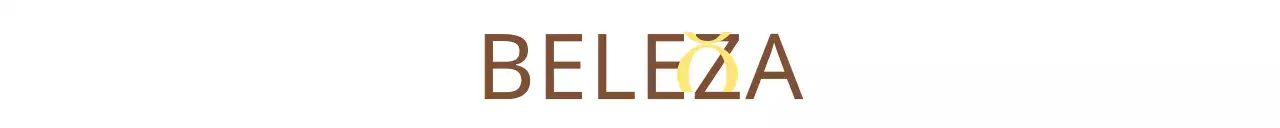 Estilo de logótipo de texto simples e emocional com pontos do alfabeto em castanho, branco e amarelo para promoção e promoção de loja de beleza