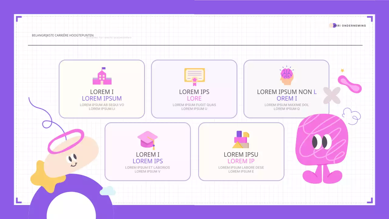 Schattige roze en paarse portfolio-presentatie voor docenten