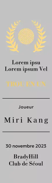 Plaque du gagnant d'un trou d'un coup au golf avec balle de golf et couronne de laurier (illustration)