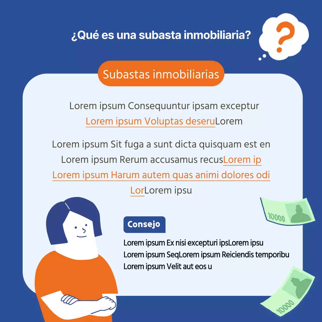 Una sencilla guía naranja y azul de las subastas inmobiliarias