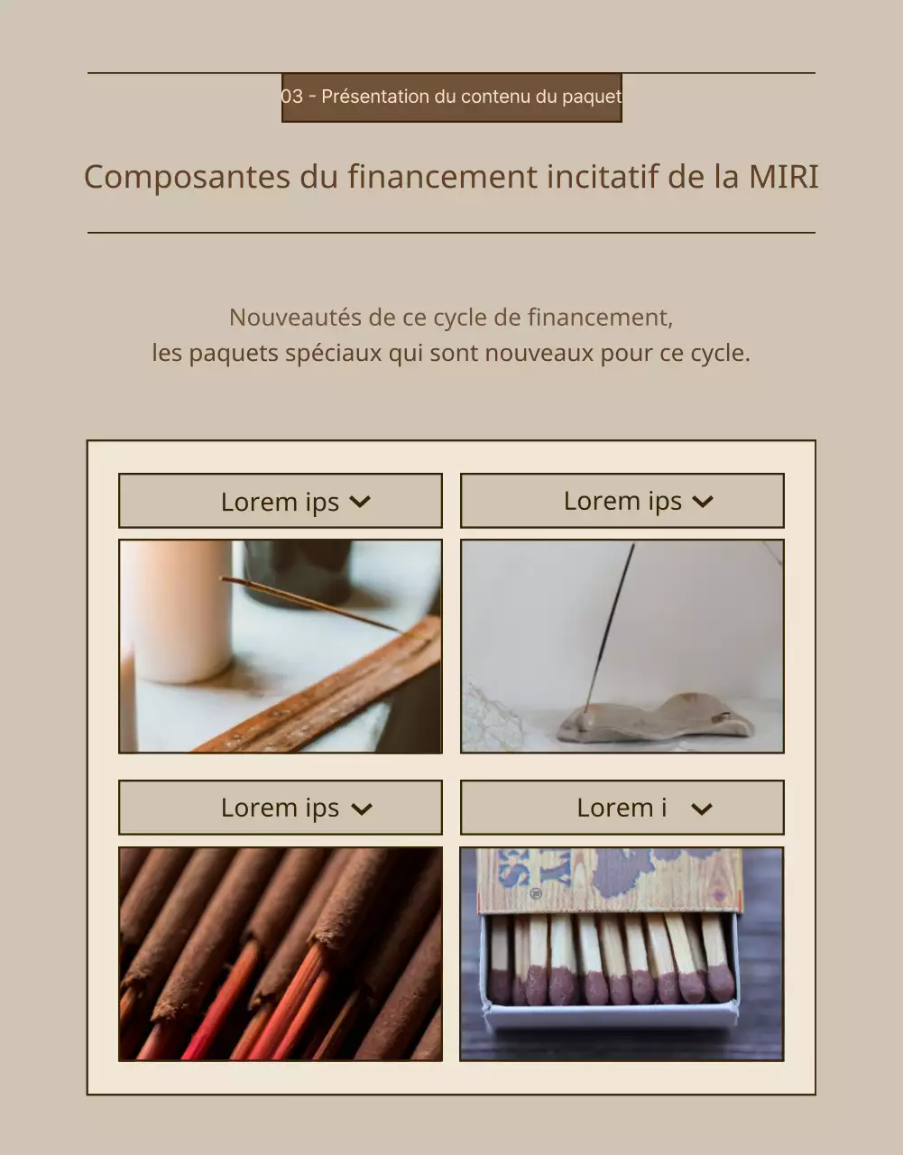 Un simple argumentaire beige et marron sur le financement incitatif