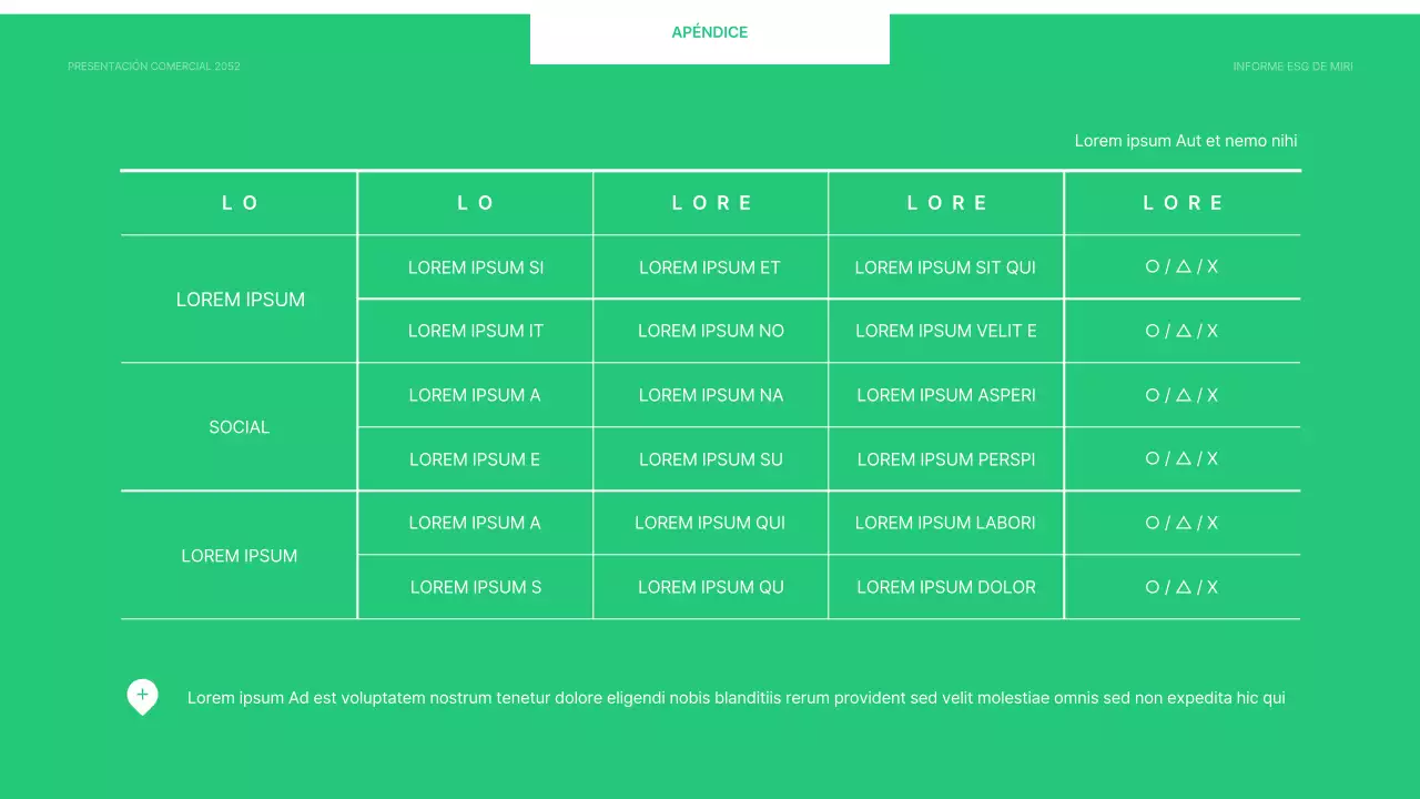 Un sencillo informe corporativo ESG en chartreuse y blanco