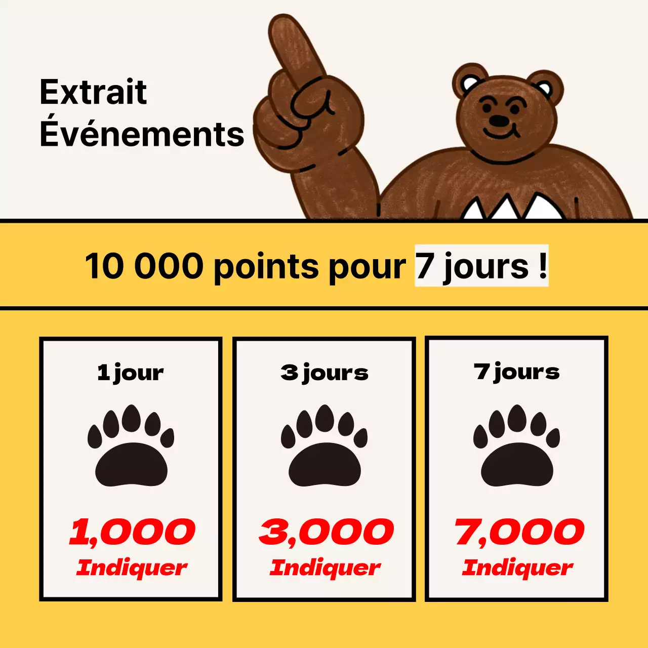 Publicité pour un événement de contrôle des présences, jaune et kitsch