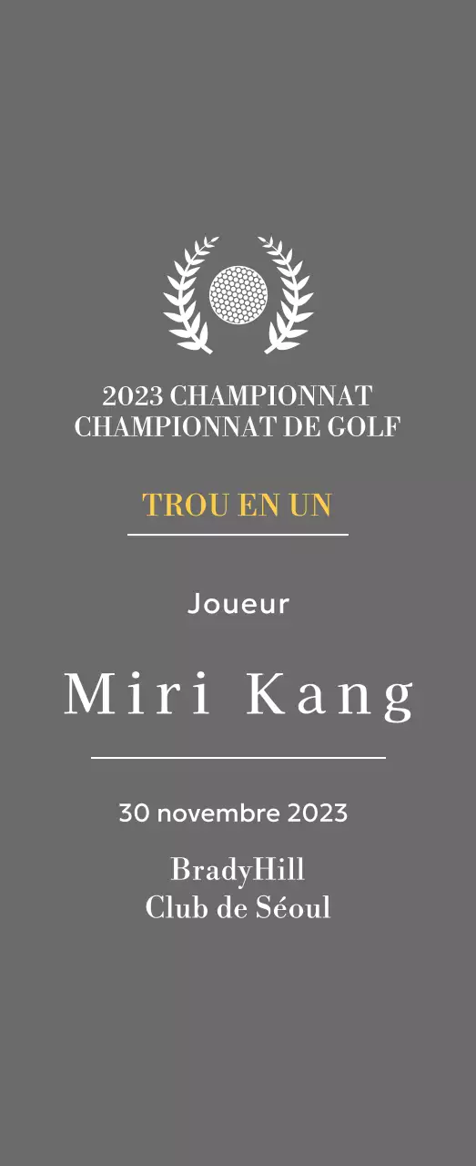 Plaque du gagnant d'un trou d'un coup au golf avec balle de golf et couronne de laurier (illustration)