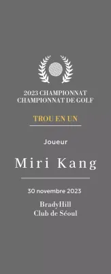 Plaque du gagnant d'un trou d'un coup au golf avec balle de golf et couronne de laurier (illustration)