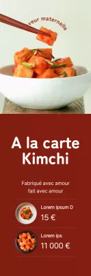 Promouvoir les ventes de kimchi en mettant en évidence des images de kimchi sur fond rouge.
