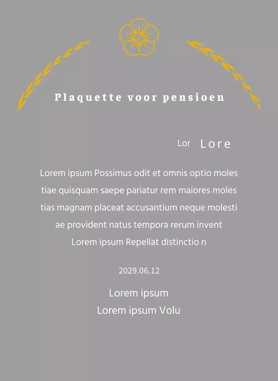 Lijst concept waardering plaquette met laurierbladeren en lijn bloemen