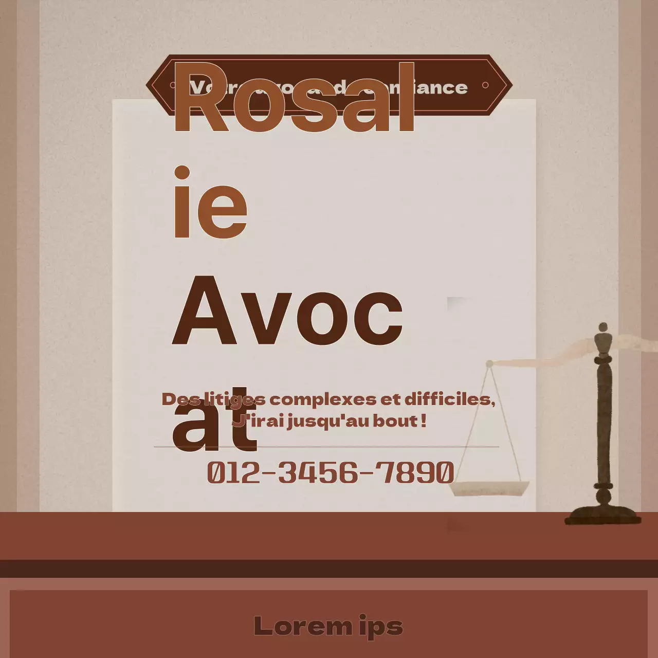 Promouvoir un bureau d'avocat simple dans les tons beige et marron