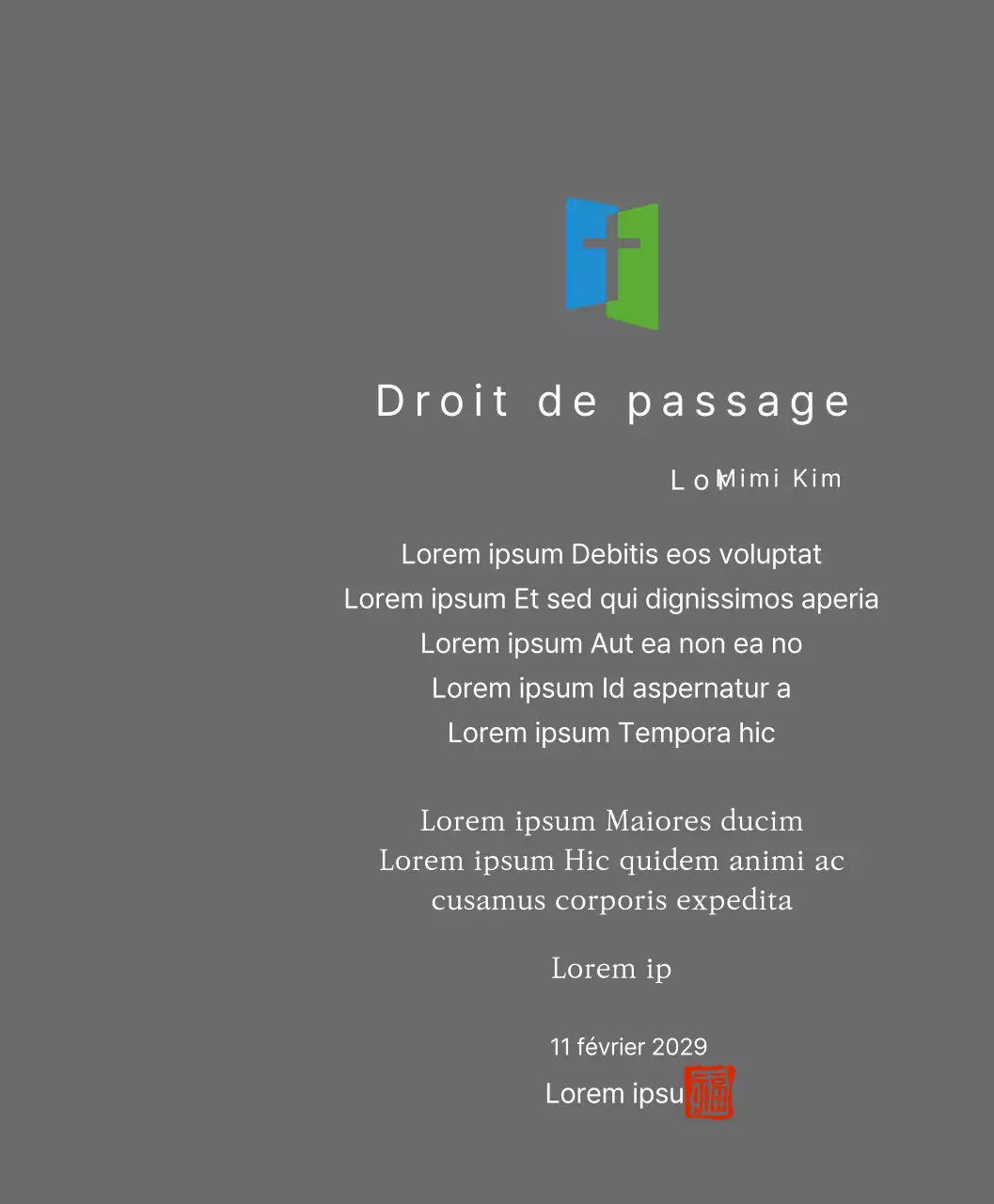 Plaque avec logo de l'église