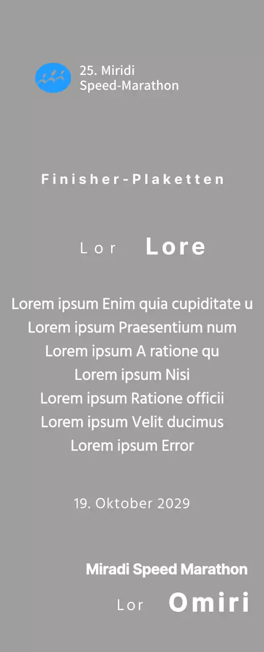 Marathon-Konzept Finisher-Plakette mit einfachem Logo