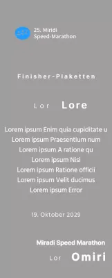 Marathon-Konzept Finisher-Plakette mit einfachem Logo