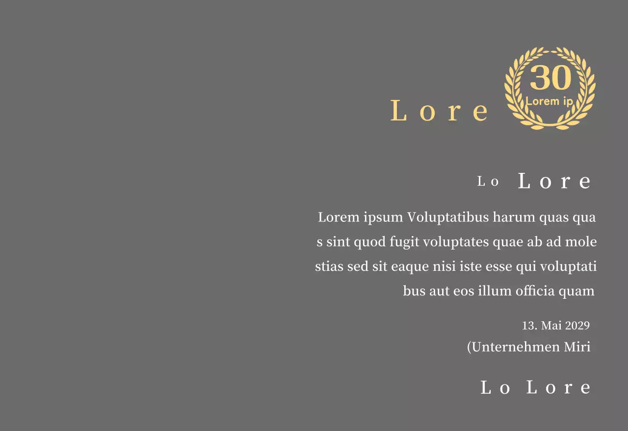 Firmenjubiläumsplakette mit Lorbeersymbol Konzept