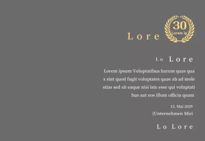 Firmenjubiläumsplakette mit Lorbeersymbol Konzept