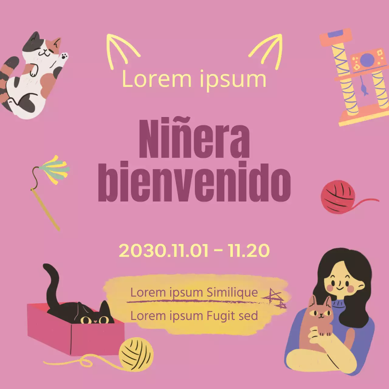 Promover la contratación de un equipo de revisores de la arena para gatos rosa y amarilla.