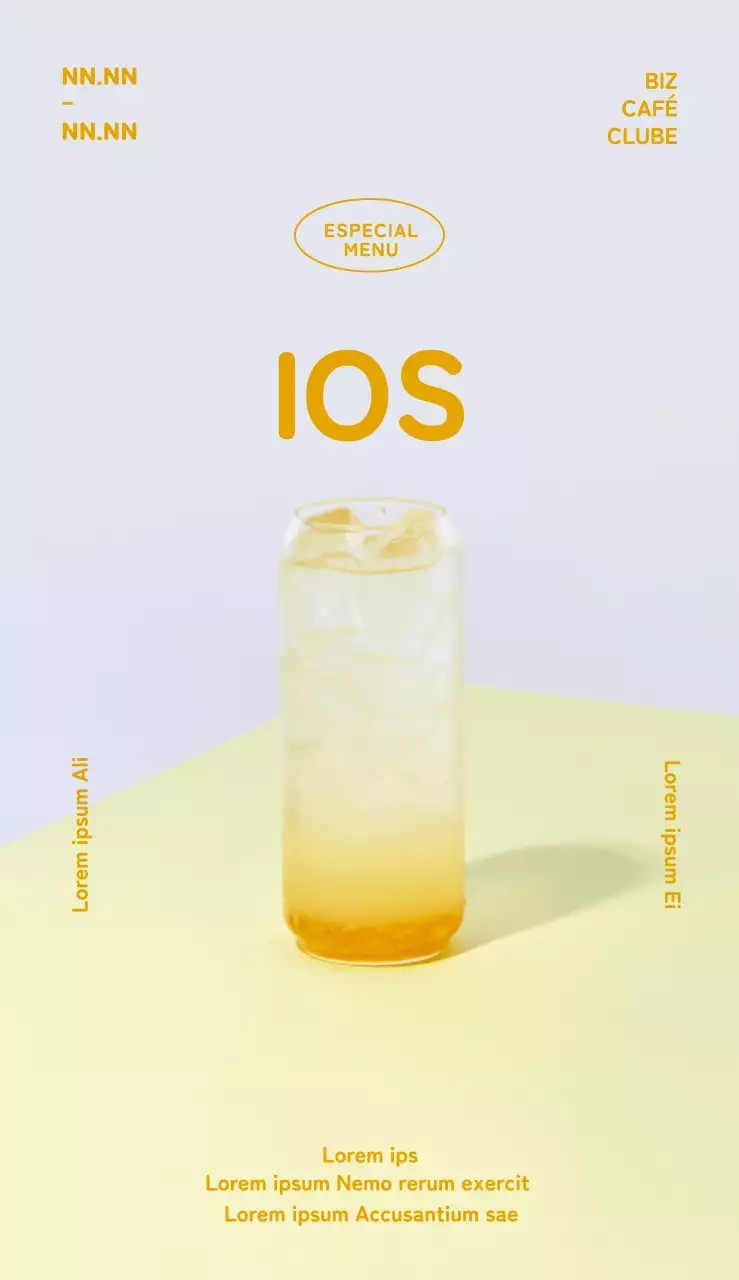 Sinalização do menu com um fundo amarelo e fotografias e texto do guia do utilizador em destaque