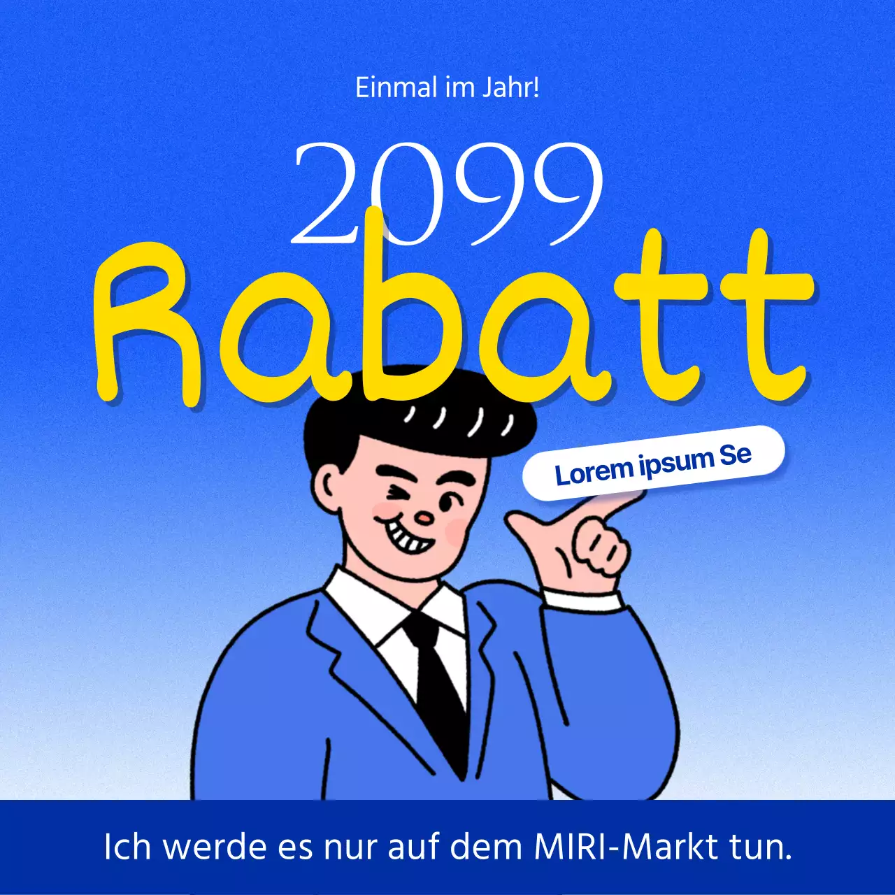 Förderung einer Parodie auf blaue und gelbe Rabattankündigungen