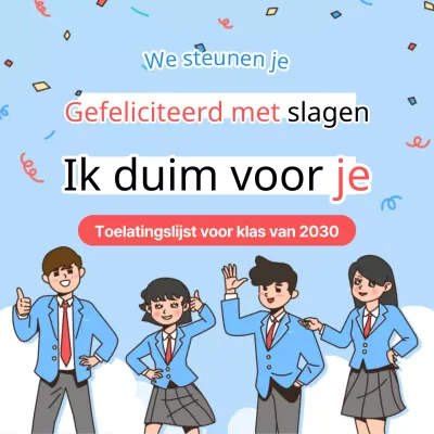 Een eenvoudige felicitatie in rood en lichtblauw
