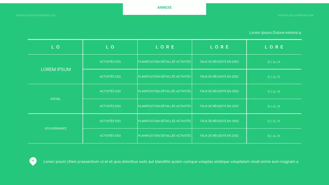 Un rapport ESG d'entreprise simple en chartreuse et blanc