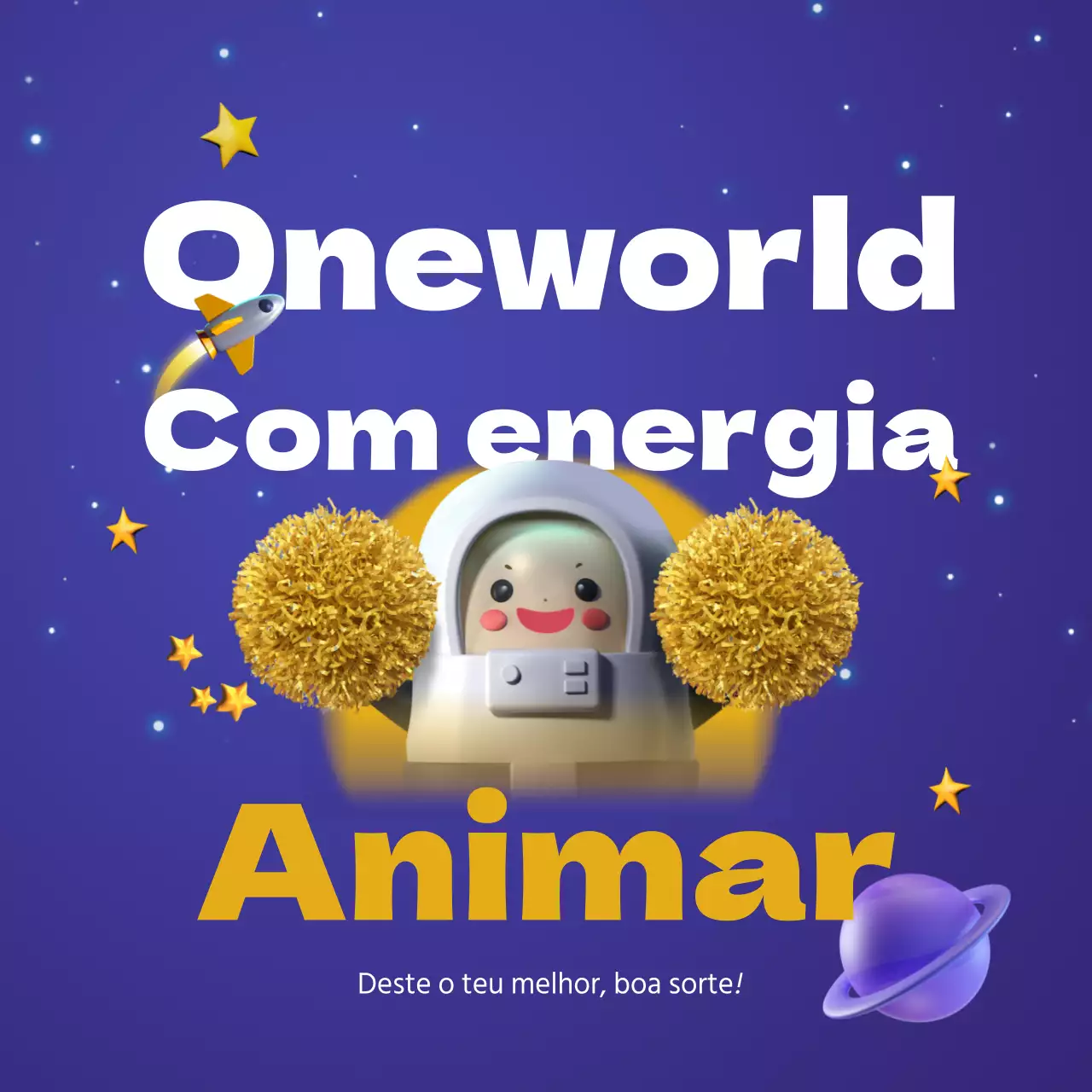 Um bonito post de claque azul-marinho e amarelo para quem vai fazer o teste