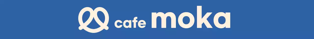 Merchandise kafe roti berwarna lembut dengan warna biru dan krem