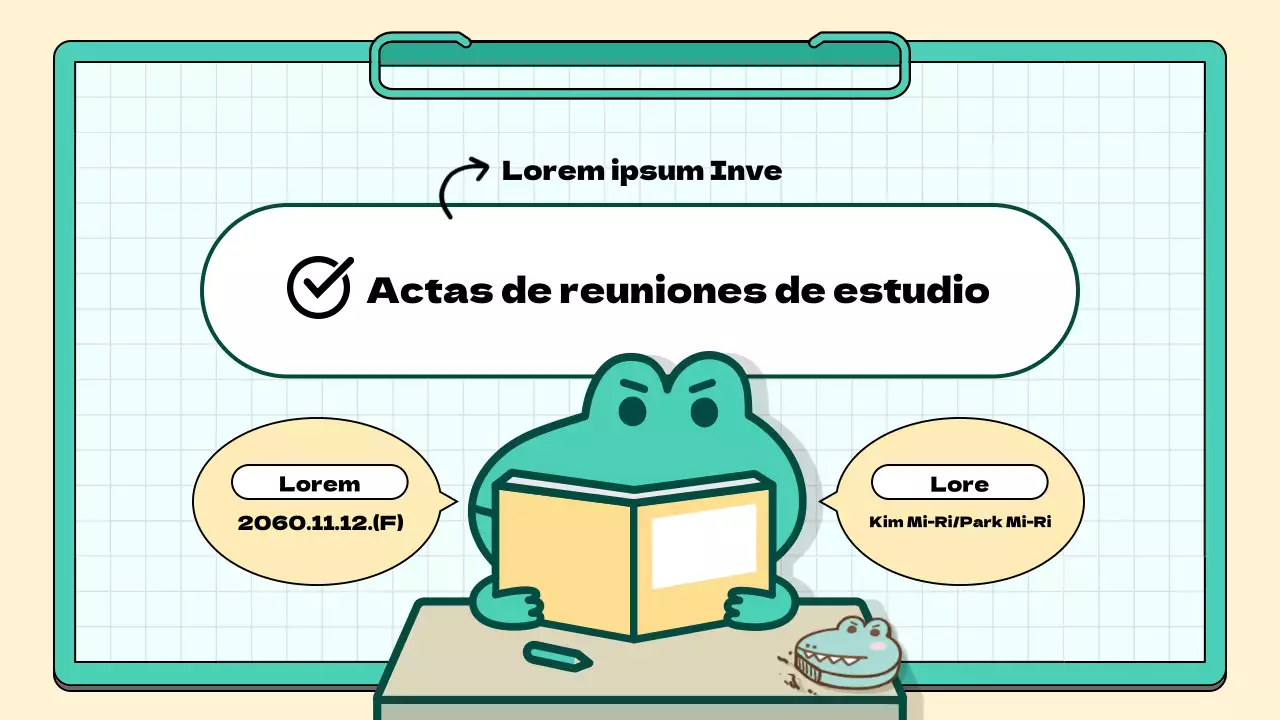 Un sencillo informe de las actas de la reunión del estudio de marketing de los aficionados en color menta y amarillo