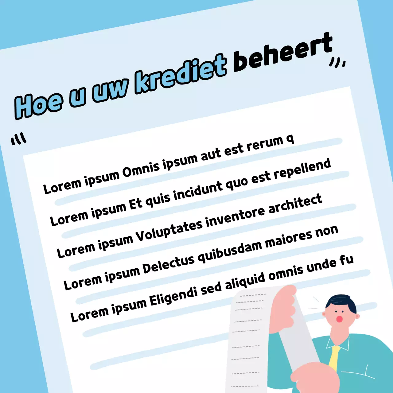 Eenvoudige, lichtblauwe informatie over het beheer van je kredietscore