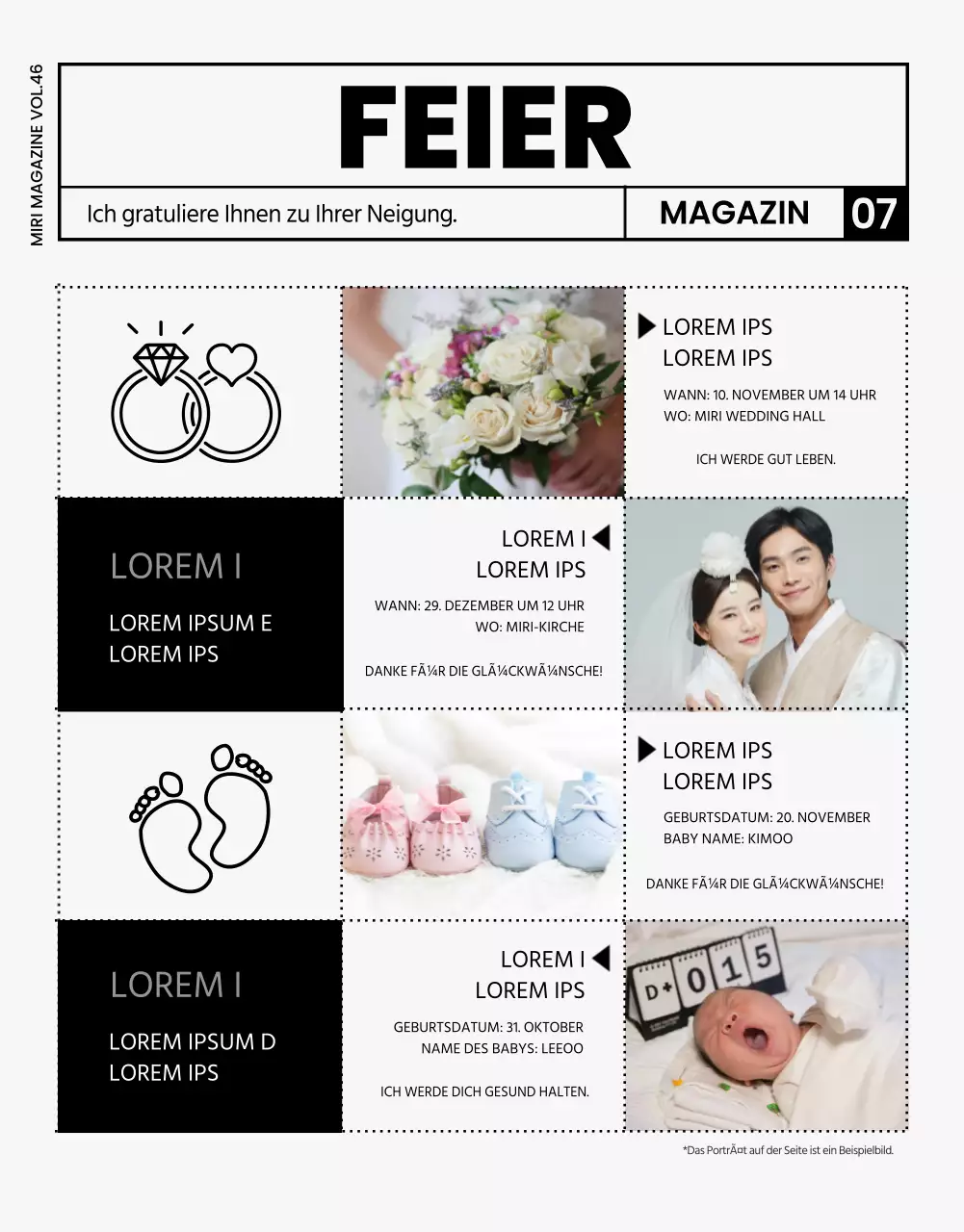 Moderne Firmenzeitschrift in Grau und Schwarz